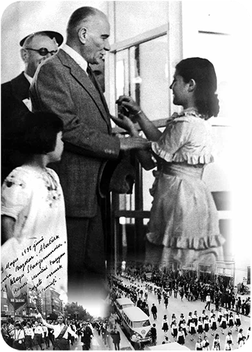 Mustafa Kemal Atatürk öğrencilerle